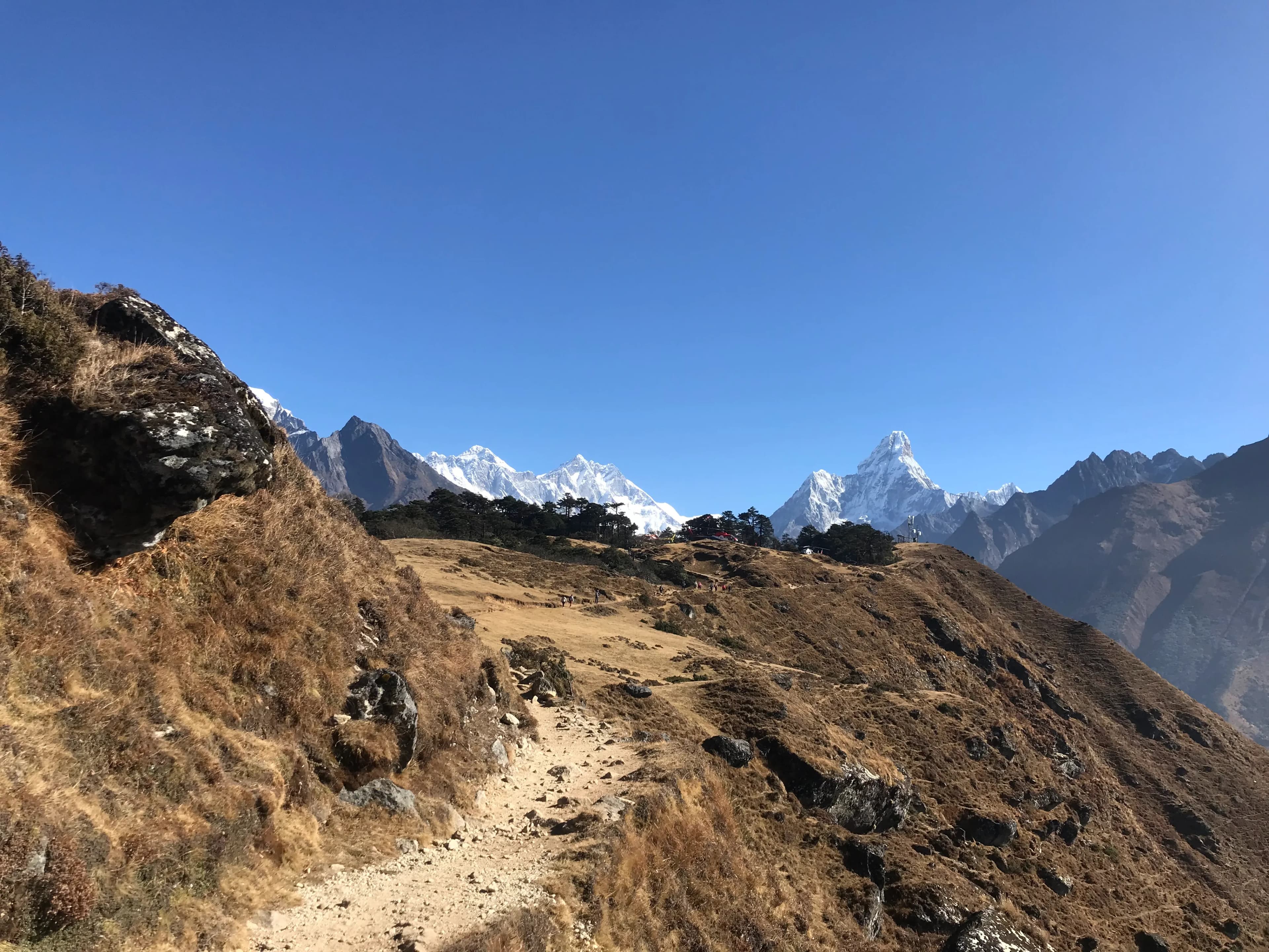 Trekker on path to Annapurna Base Camp
